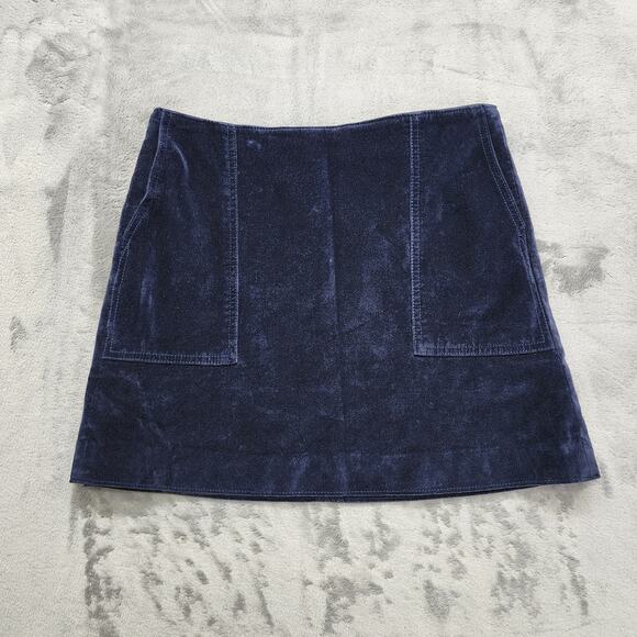 Gap Skirt Womens 2 Blue True Indigo Velvet Mini A-Line Pockets Back Zip Preppy - Picture 1 of 8